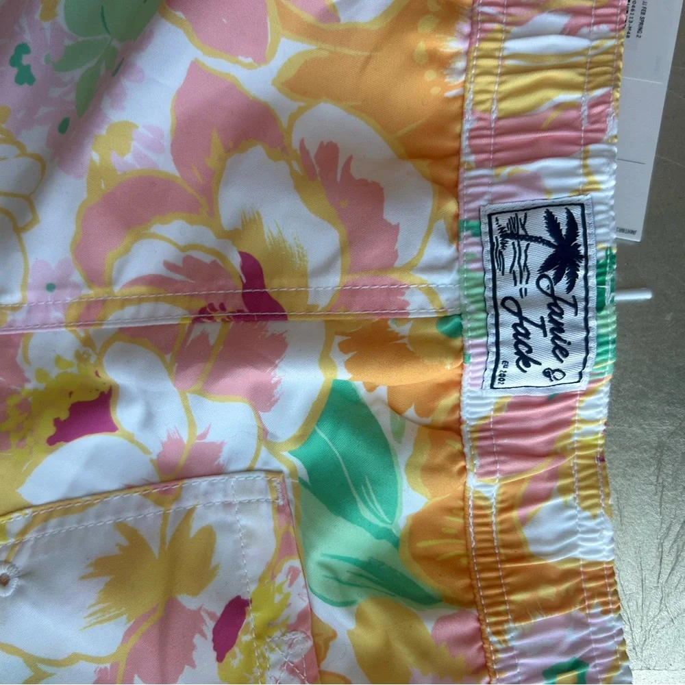 Janie and Jack Pastel Floral Swim Shorts UPF 50 - Picture 3 of 6